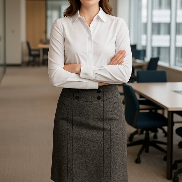 Ann Taylor Skirt Women’s 6 Gray Tweed Wool Blend Straight Lined Kick Pleat - Picture 1 of 11